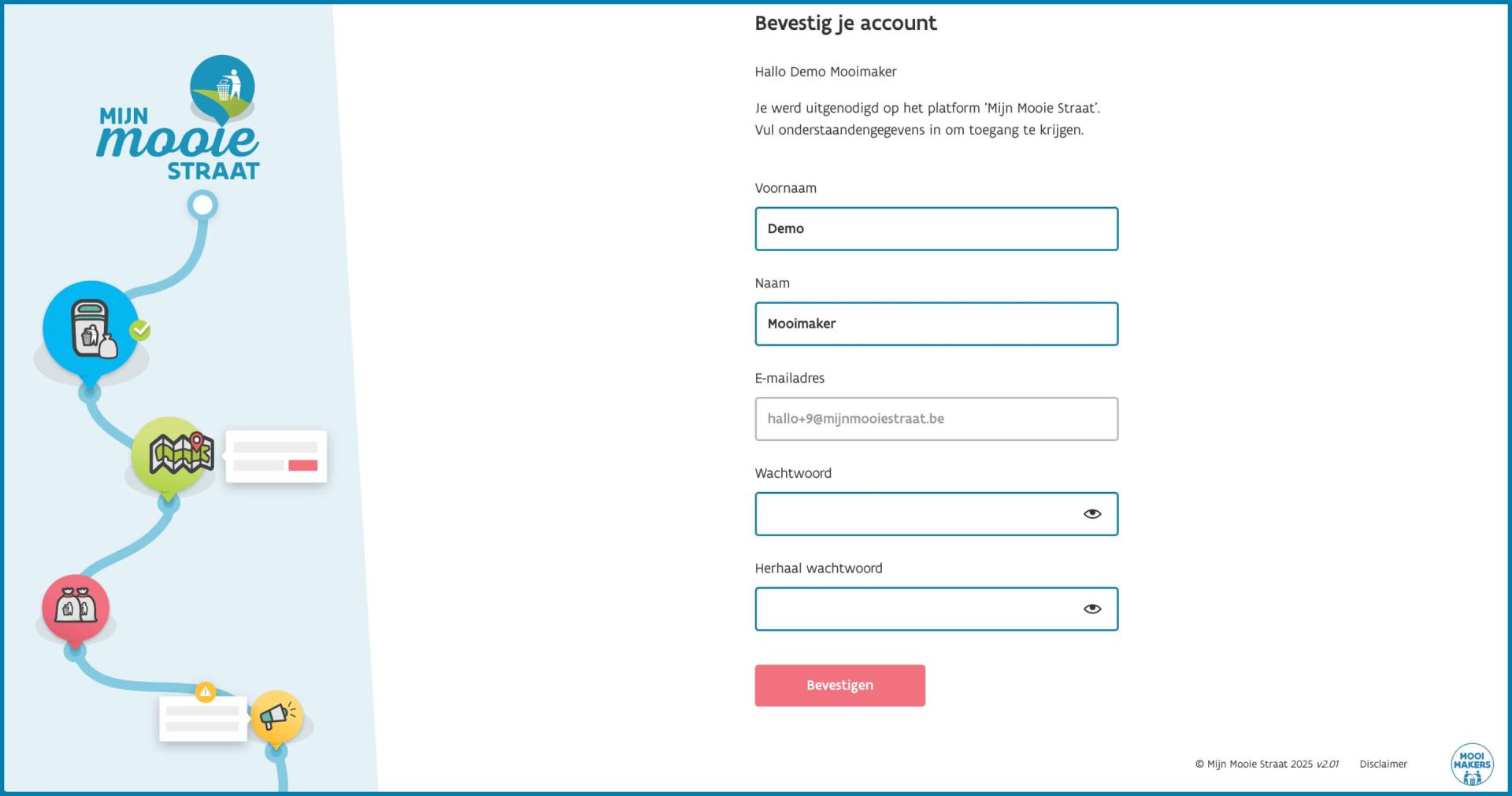 Mijn Mooie Straat - Bevestig account